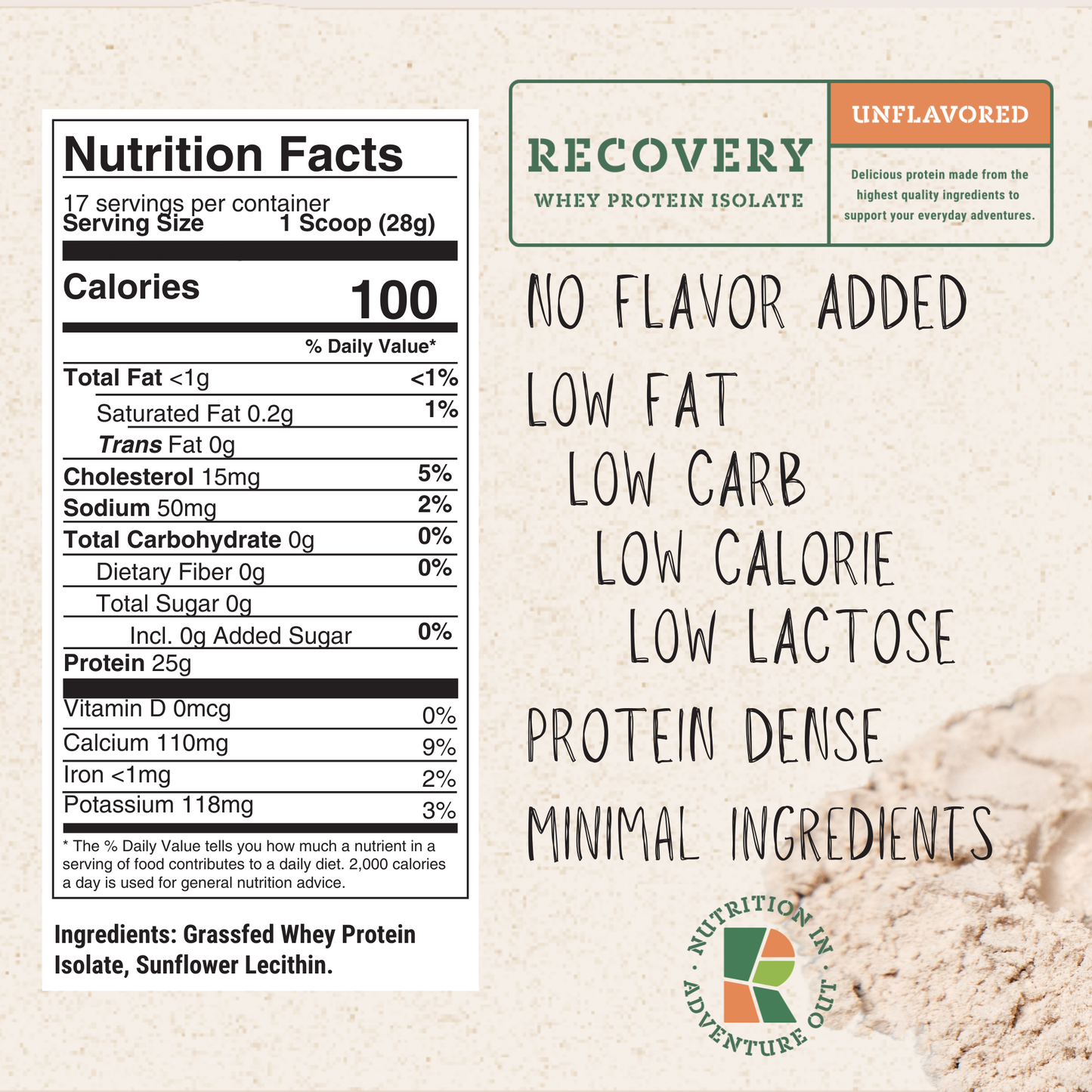 Realand Nutrition- Recovery. Grass-Fed Whey Protein Isolate.