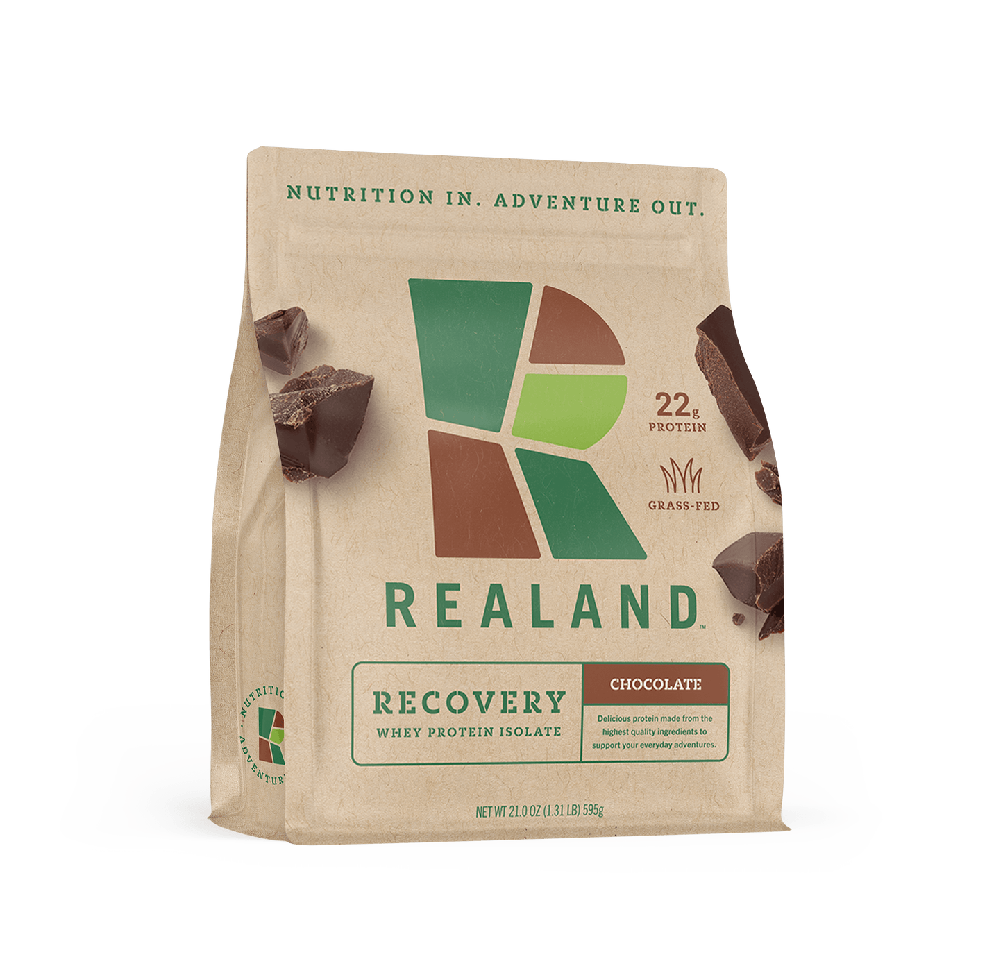 Realand Nutrition - Recovery. Grass-Fed Whey Protein Isolate in Chocolate
