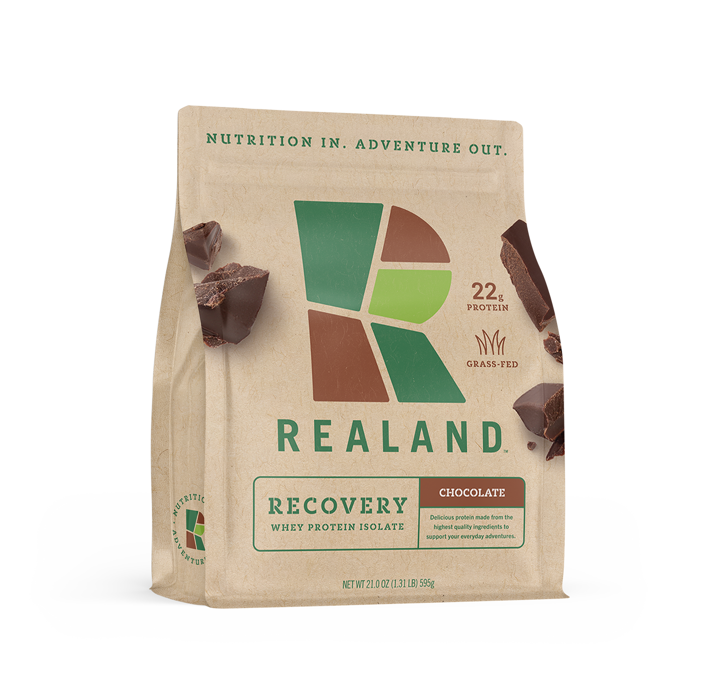 Realand Nutrition - Recovery. Grass-Fed Whey Protein Isolate in Chocolate